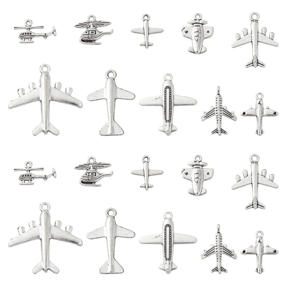 7275 100pcs 10 Styles Antique Silver Aircraft Airplane Charms Passenger